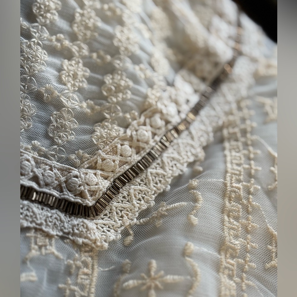 VANESSA VIRGINIA for ANTHROPOLOGIE ivory LACE beaded & crochet TANK small WHITE - Picture 5 of 8